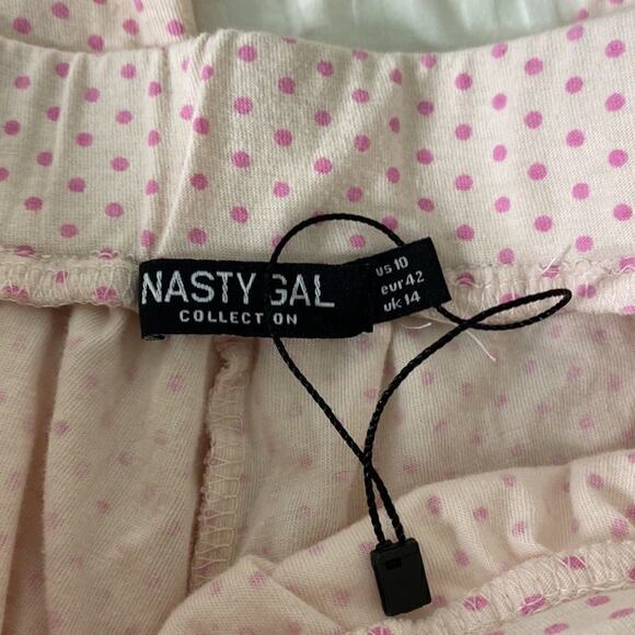 Nasty Gal 2 piece Short Sleve Pajama Set. Pink with dark pink polka dots Size 10 - Picture 11 of 15